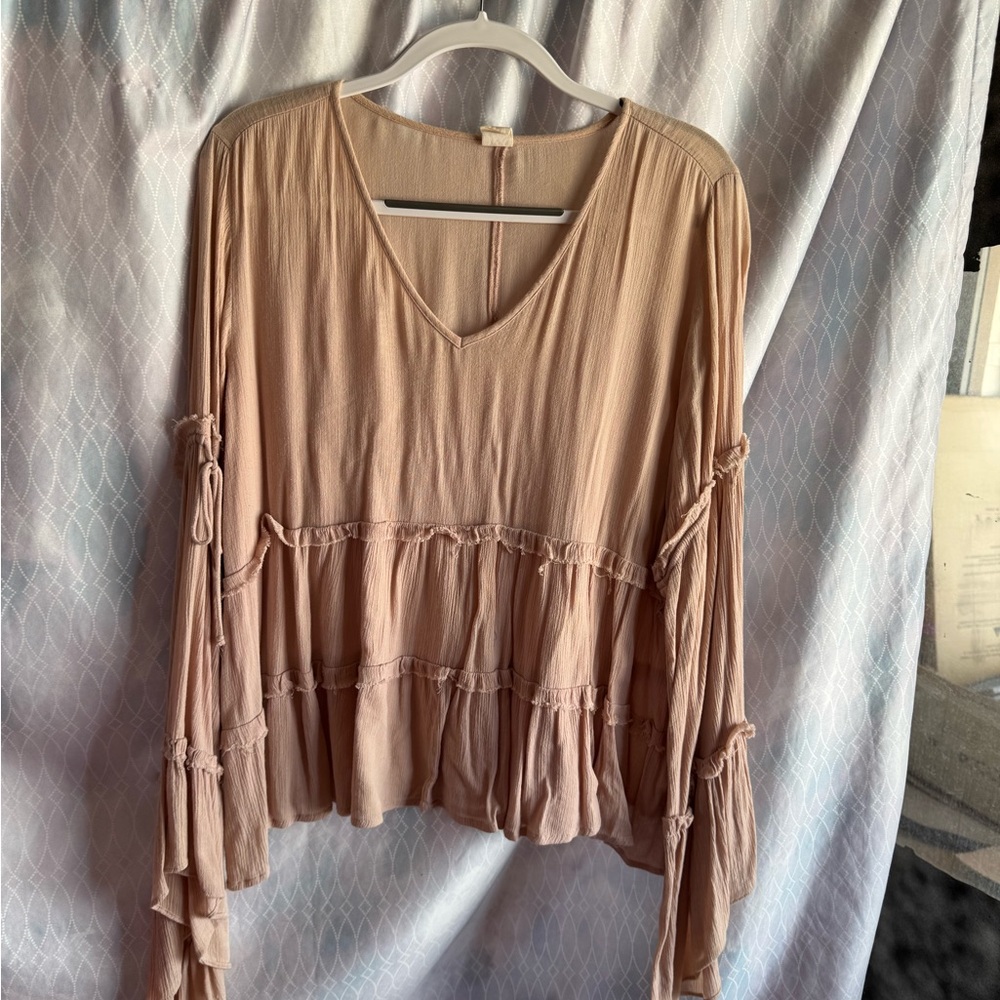 Wild Pearl Soft Dusty Rose cotton Angel Sleeves  w/cute ruffle details w/bows
